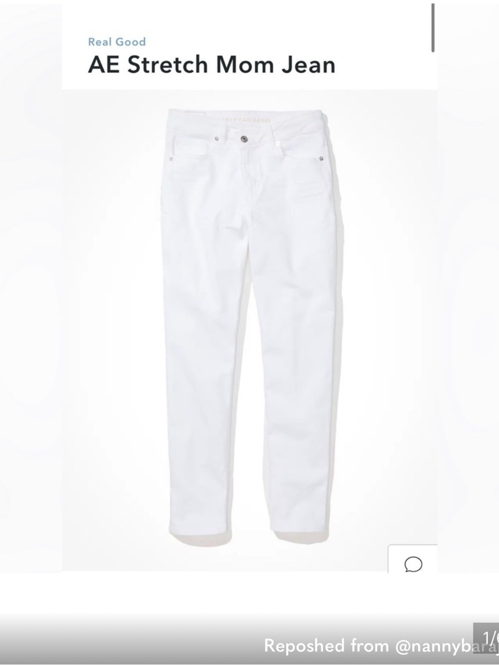 American Eagle Outfitters White Stretch Mom Jeans - Super High Rise Sz 8Short